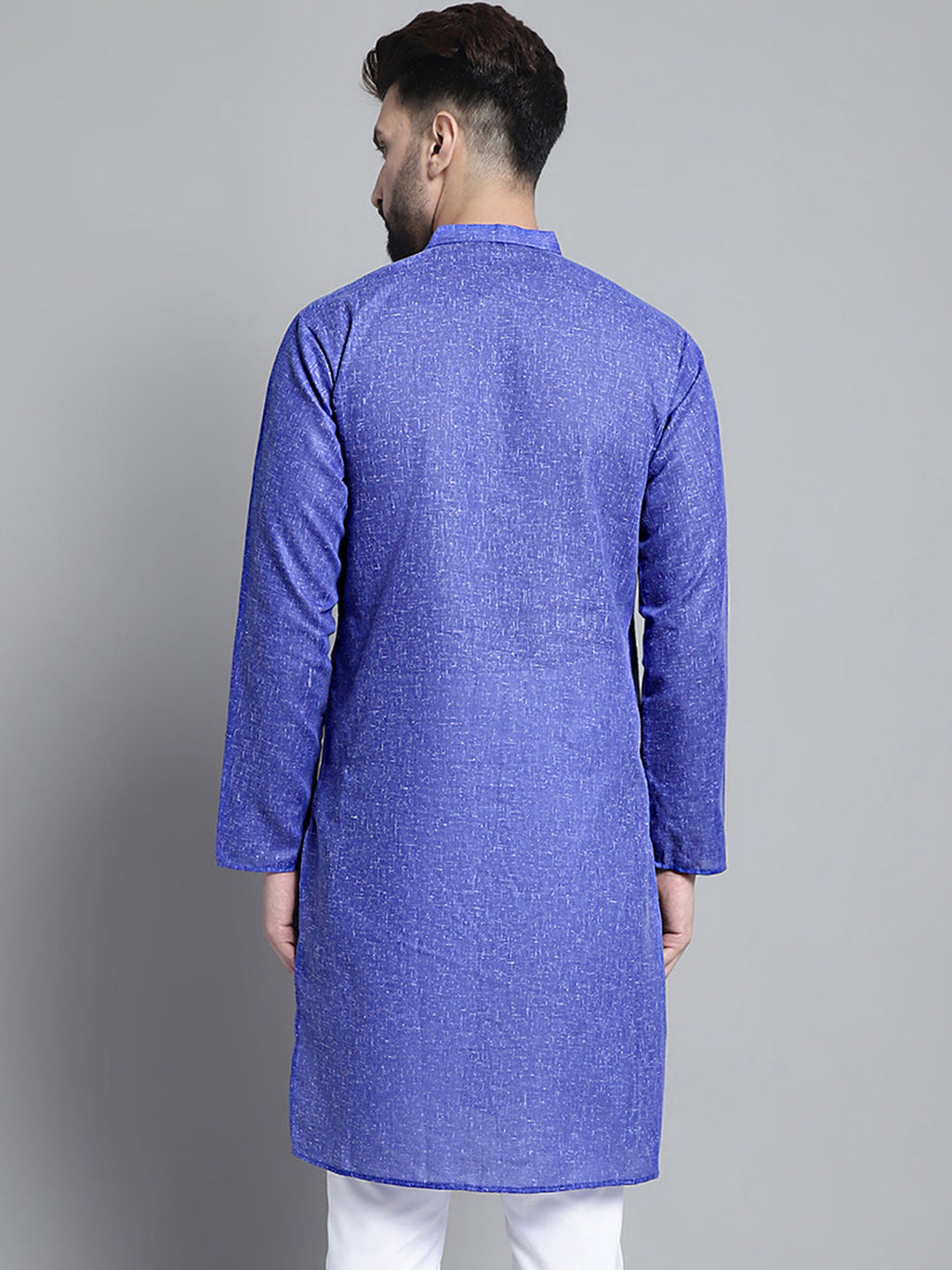 Jompers Men's Solid Pure Cotton Kurta Only - Blue