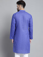 Jompers Men's Solid Pure Cotton Kurta Only - Blue