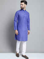 Jompers Men's Solid Pure Cotton Kurta Only - Blue