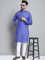 Jompers Men's Solid Pure Cotton Kurta Only - Blue
