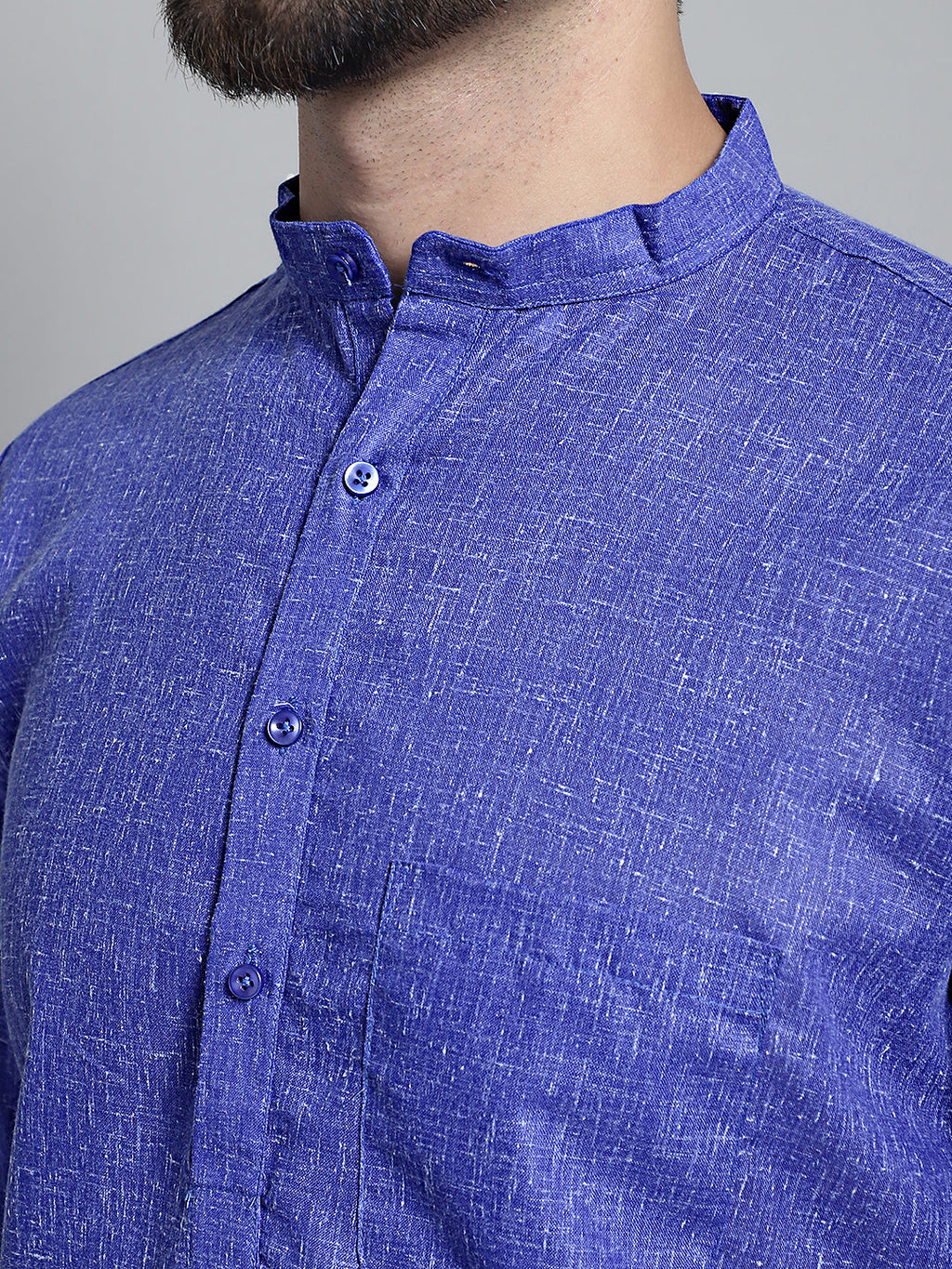Jompers Men's Solid Pure Cotton Kurta Only - Blue