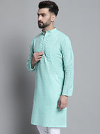 Jompers Men's Solid Pure Cotton Kurta Only - Green