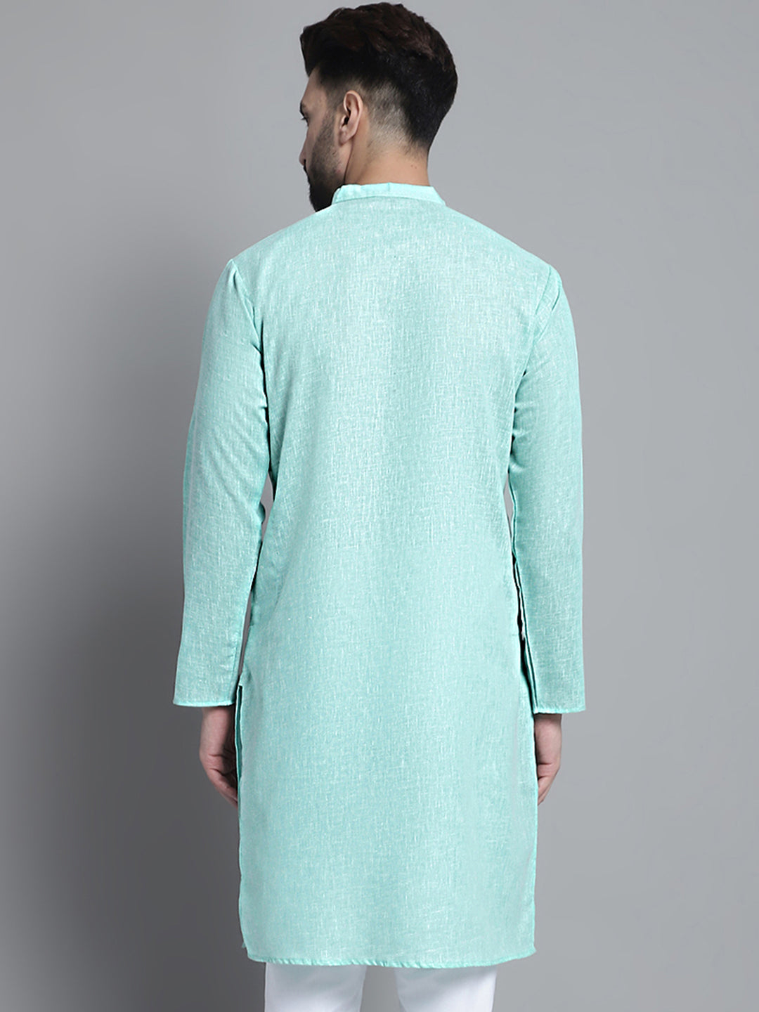 Jompers Men's Solid Pure Cotton Kurta Only - Green