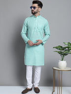 Jompers Men's Solid Pure Cotton Kurta Only - Green