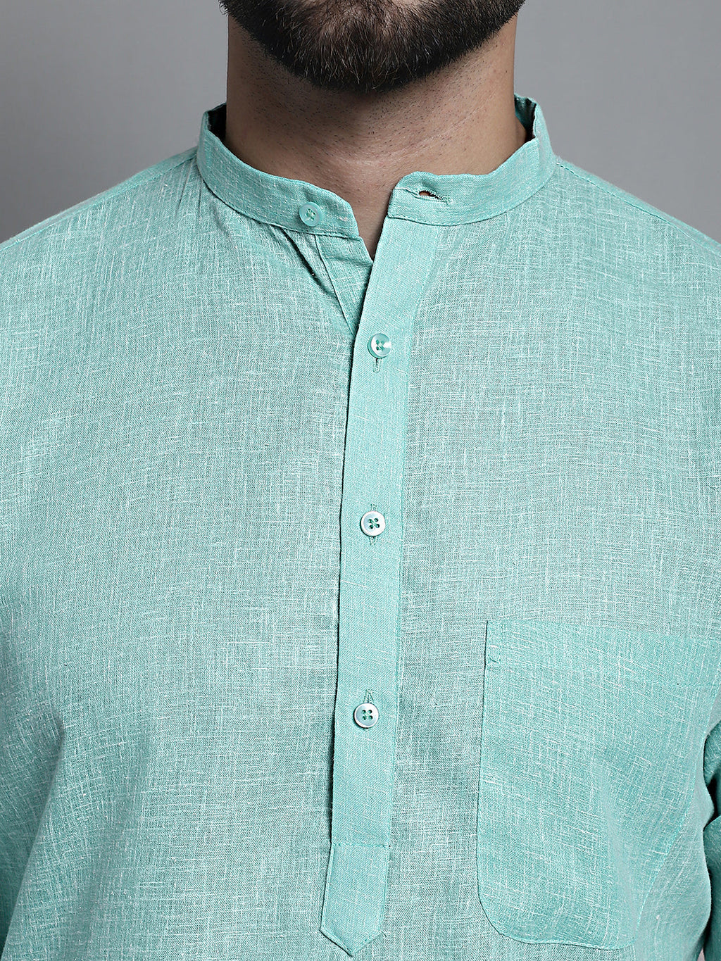 Jompers Men's Solid Pure Cotton Kurta Only - Green