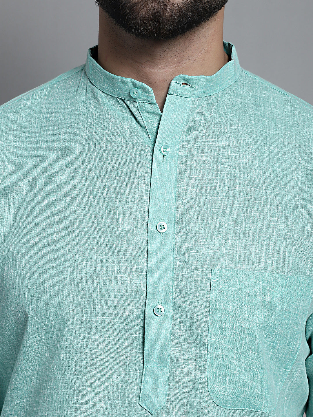 Jompers Men's Solid Pure Cotton Kurta Only - Green