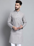 Jompers Men's Solid Pure Cotton Kurta Only - Grey