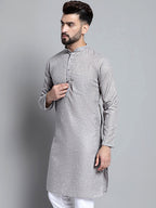 Jompers Men's Solid Pure Cotton Kurta Only - Grey
