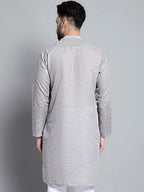 Jompers Men's Solid Pure Cotton Kurta Only - Grey