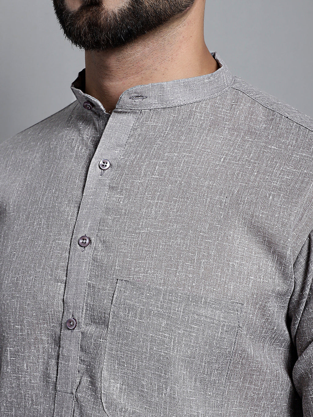 Jompers Men's Solid Pure Cotton Kurta Only - Grey