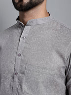 Jompers Men's Solid Pure Cotton Kurta Only - Grey