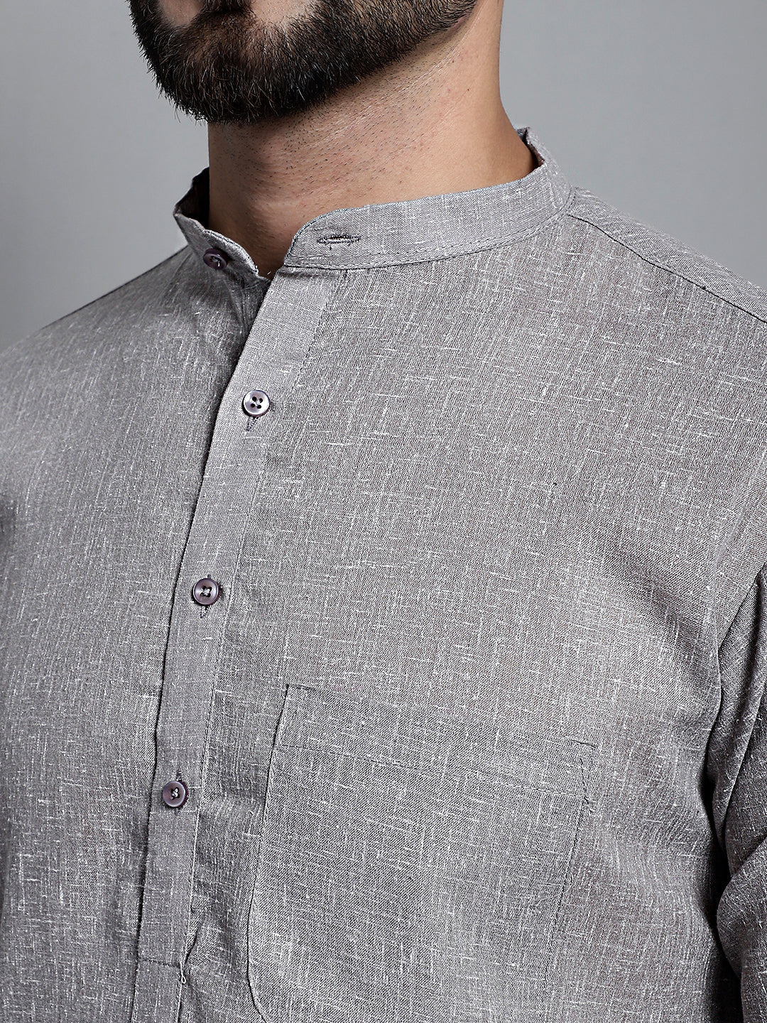 Jompers Men's Solid Pure Cotton Kurta Only - Grey