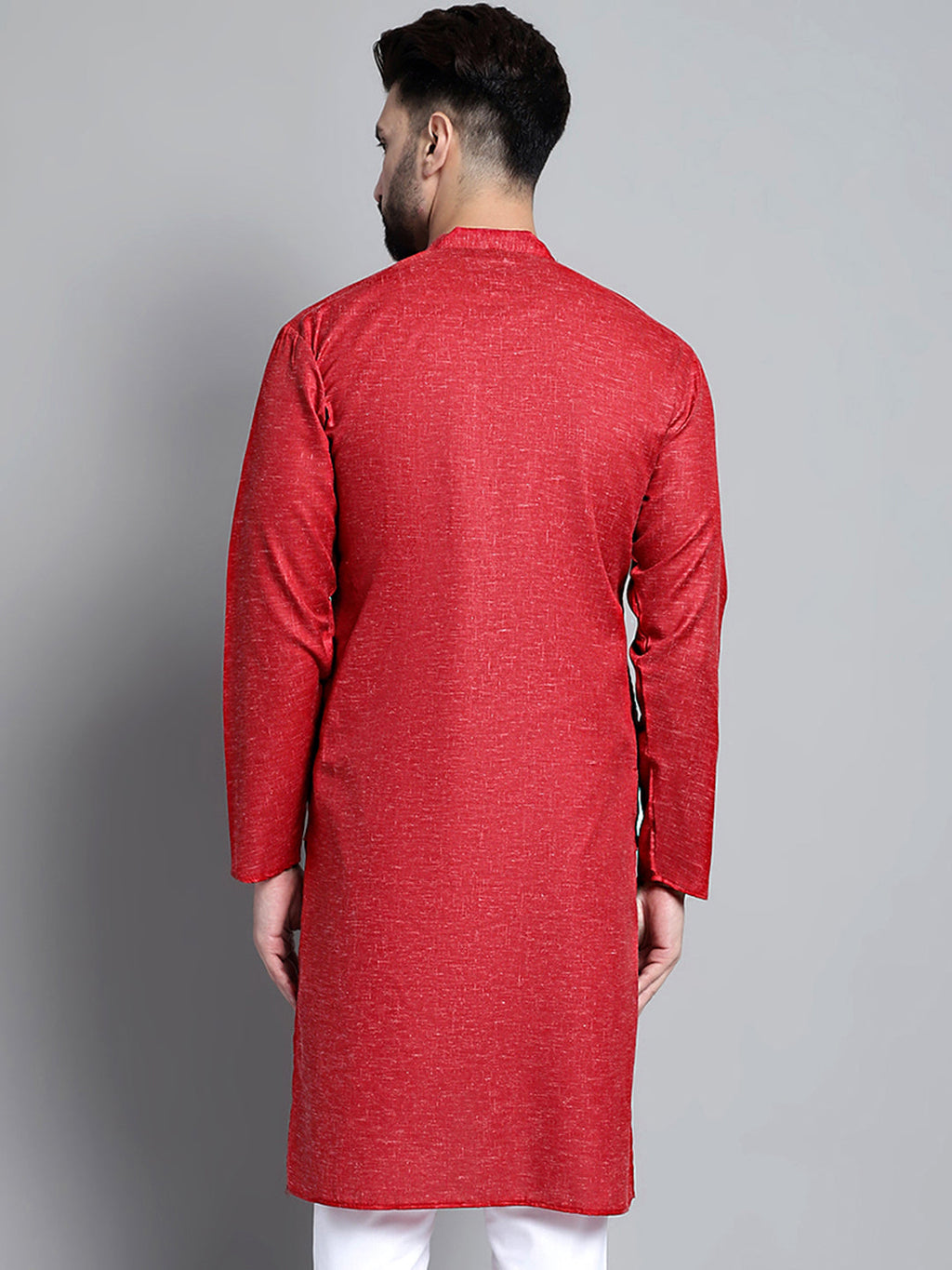 Jompers Men's Solid Pure Cotton Kurta Only - Maroon