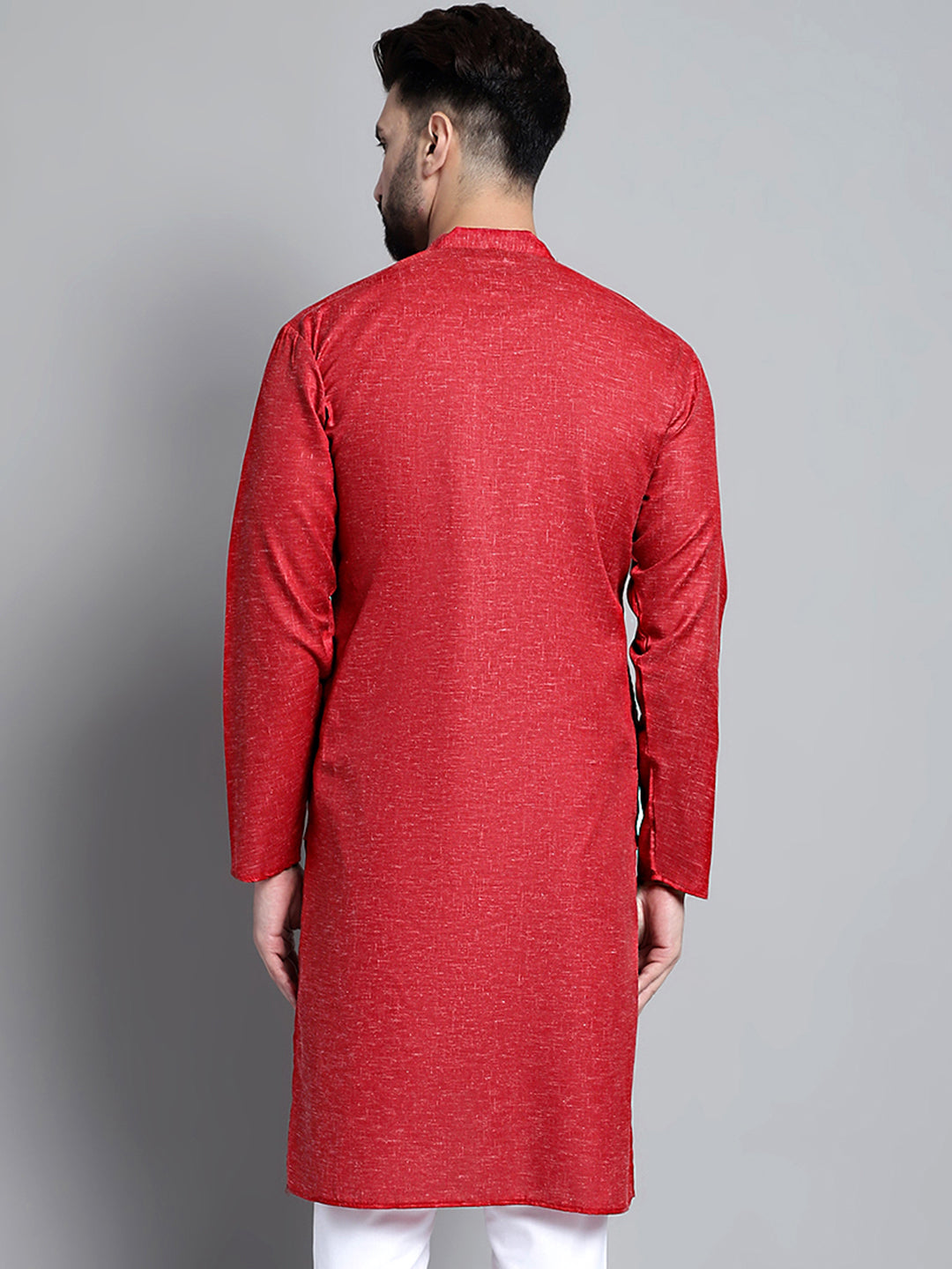 Jompers Men's Solid Pure Cotton Kurta Only - Maroon