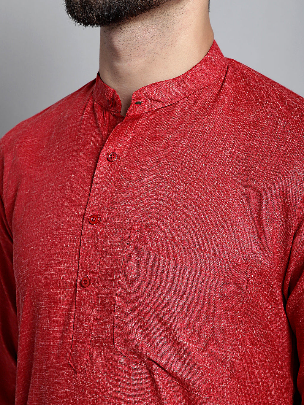 Jompers Men's Solid Pure Cotton Kurta Only - Maroon
