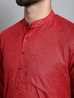 Jompers Men's Solid Pure Cotton Kurta Only - Maroon