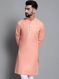 Jompers Men's Solid Pure Cotton Kurta Only - Peach