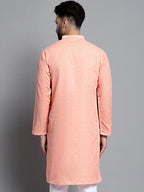 Jompers Men's Solid Pure Cotton Kurta Only - Peach