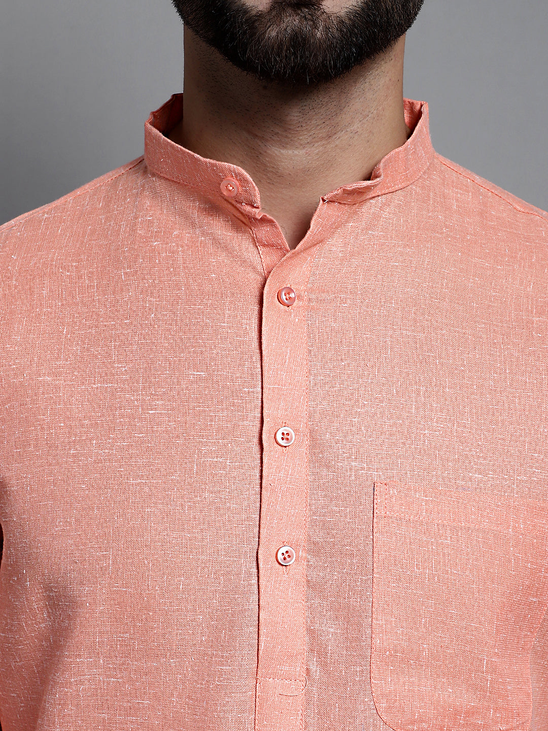 Jompers Men's Solid Pure Cotton Kurta Only - Peach