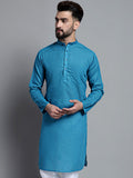 Jompers Men's Solid Pure Cotton Kurta Only - Peacock