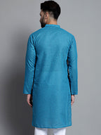 Jompers Men's Solid Pure Cotton Kurta Only - Peacock