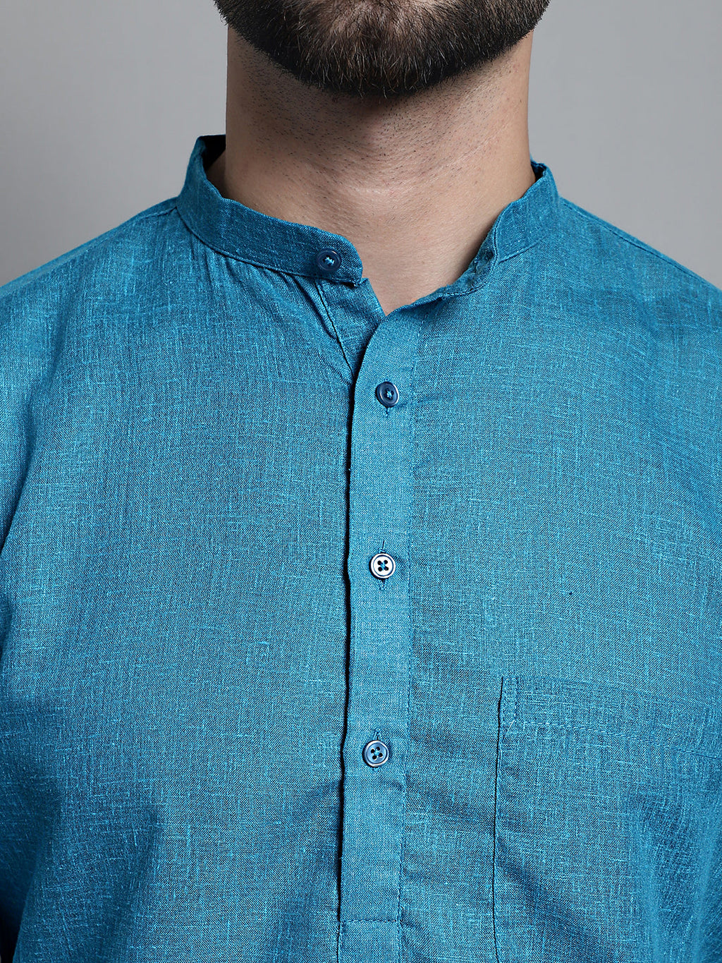 Jompers Men's Solid Pure Cotton Kurta Only - Peacock