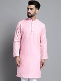 Jompers Men's Solid Pure Cotton Kurta Only - Pink