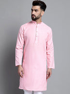 Jompers Men's Solid Pure Cotton Kurta Only - Pink