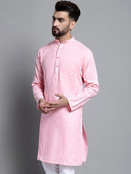 Jompers Men's Solid Pure Cotton Kurta Only - Pink
