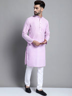 Jompers Men's Solid Pure Cotton Kurta Only - Purple