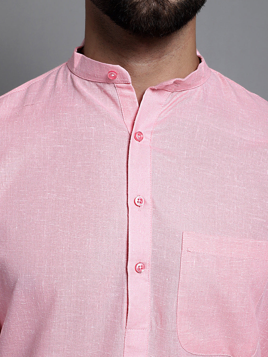 Jompers Men's Solid Pure Cotton Kurta Only - Pink
