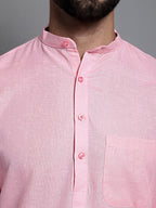 Jompers Men's Solid Pure Cotton Kurta Only - Pink