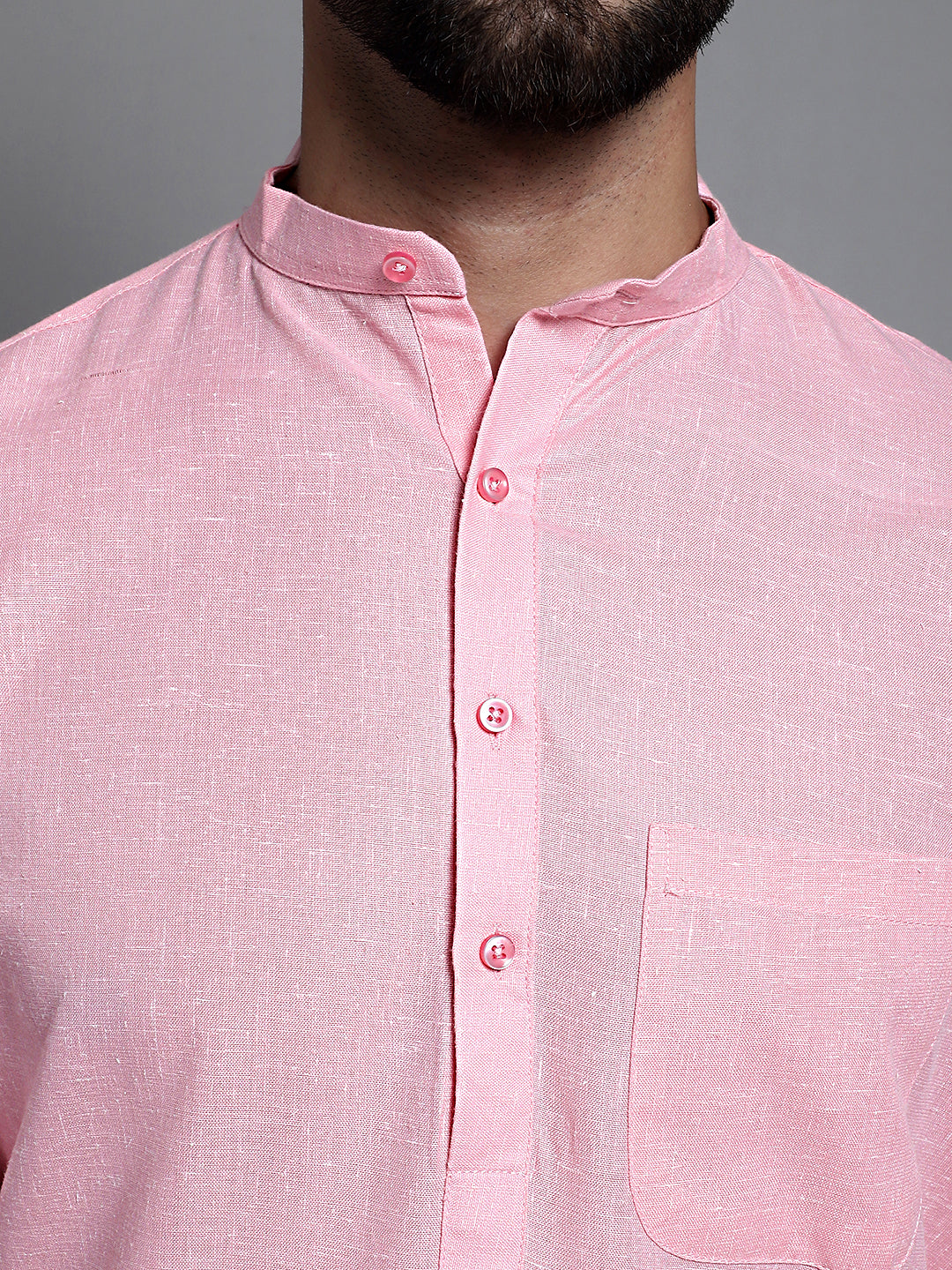 Jompers Men's Solid Pure Cotton Kurta Only - Pink