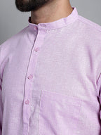 Jompers Men's Solid Pure Cotton Kurta Only - Purple