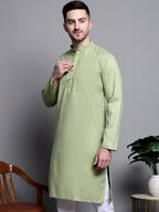 Jompers Men's Pure Cotton Kurta - Pista