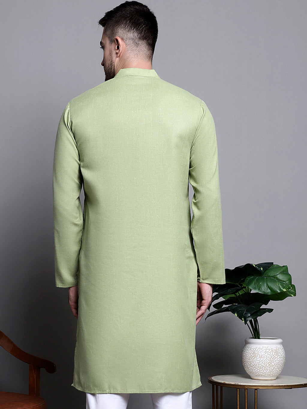 Jompers Men's Pure Cotton Kurta - Pista