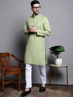Jompers Men's Pure Cotton Kurta - Pista