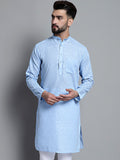 Jompers Men's Solid Pure Cotton Kurta Only - Sky Blue