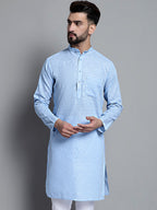 Jompers Men's Solid Pure Cotton Kurta Only - Sky Blue