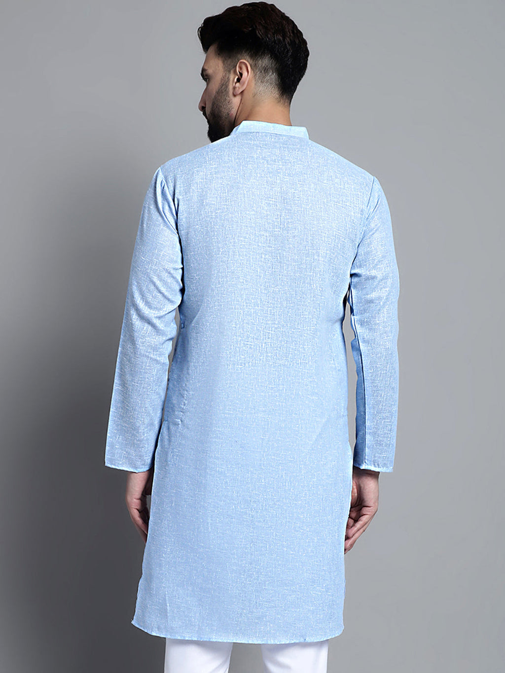 Jompers Men's Solid Pure Cotton Kurta Only - Sky Blue