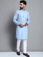 Jompers Men's Solid Pure Cotton Kurta Only - Sky Blue