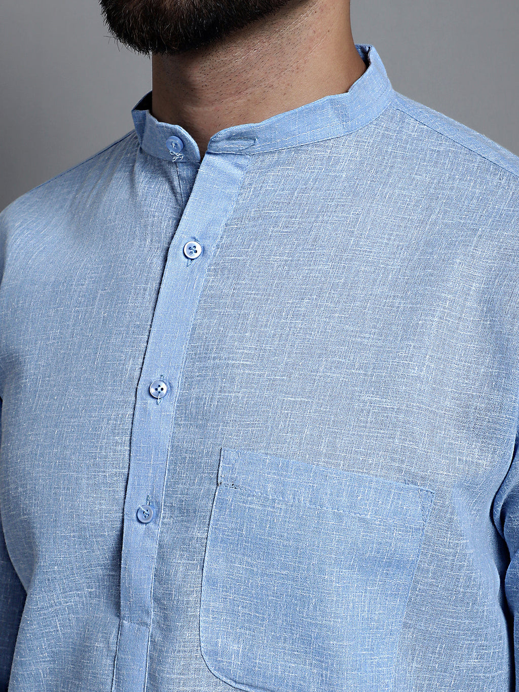 Jompers Men's Solid Pure Cotton Kurta Only - Sky Blue