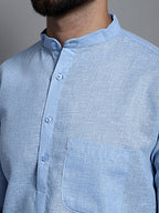 Jompers Men's Solid Pure Cotton Kurta Only - Sky Blue