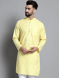 Jompers Men's Solid Pure Cotton Kurta Only - Yellow
