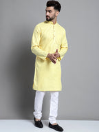 Jompers Men's Solid Pure Cotton Kurta Only - Yellow