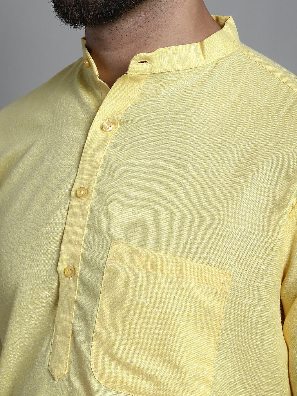 Jompers Men's Solid Pure Cotton Kurta Only - Yellow