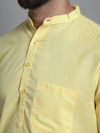 Jompers Men's Solid Pure Cotton Kurta Only - Yellow
