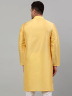 Jompers Men's Yellow Embroidered Kurta Only