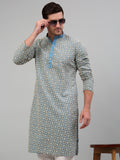 Jompers Men's Blue Embroidered Kurta Only