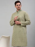 Jompers Men's Green Embroidered Kurta Only